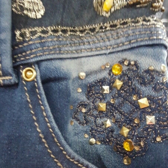 Italian fade skiny jean bead embroidery waist cuff - Picture 6 of 10